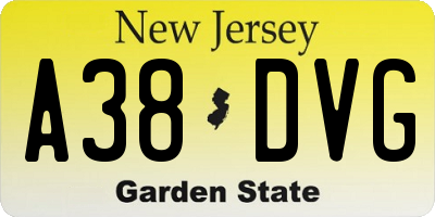 NJ license plate A38DVG