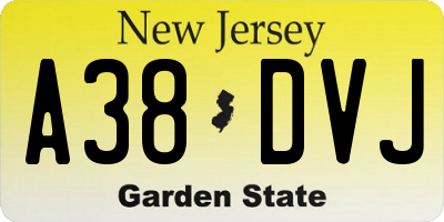 NJ license plate A38DVJ