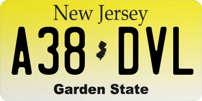 NJ license plate A38DVL