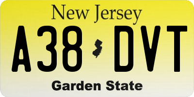 NJ license plate A38DVT