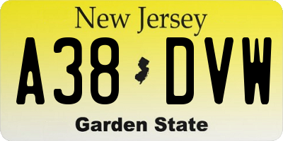 NJ license plate A38DVW