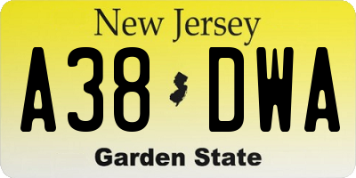 NJ license plate A38DWA