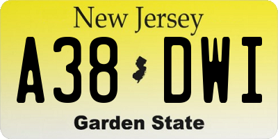 NJ license plate A38DWI