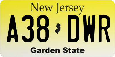 NJ license plate A38DWR