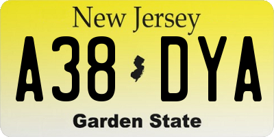 NJ license plate A38DYA