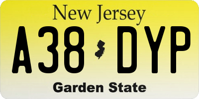 NJ license plate A38DYP