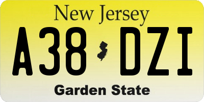 NJ license plate A38DZI