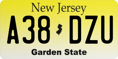 NJ license plate A38DZU