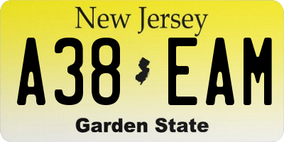 NJ license plate A38EAM