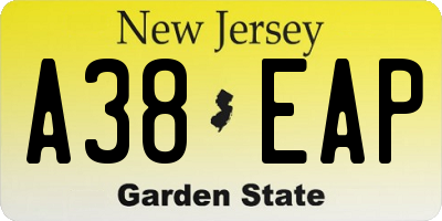 NJ license plate A38EAP