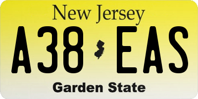 NJ license plate A38EAS