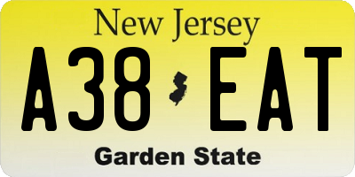 NJ license plate A38EAT