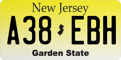 NJ license plate A38EBH
