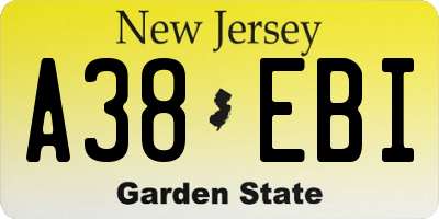 NJ license plate A38EBI