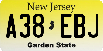 NJ license plate A38EBJ