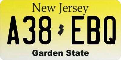 NJ license plate A38EBQ