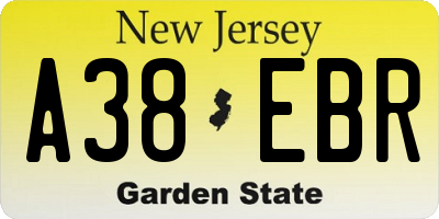 NJ license plate A38EBR