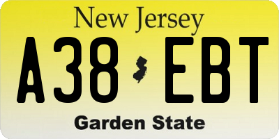 NJ license plate A38EBT