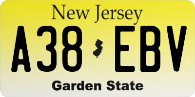 NJ license plate A38EBV