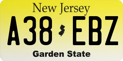 NJ license plate A38EBZ