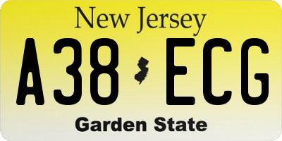NJ license plate A38ECG