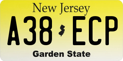 NJ license plate A38ECP