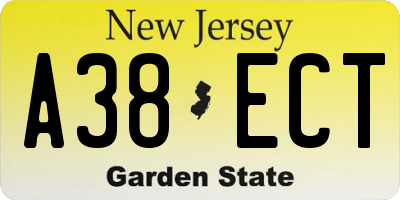 NJ license plate A38ECT