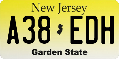 NJ license plate A38EDH