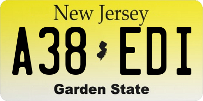 NJ license plate A38EDI