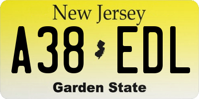 NJ license plate A38EDL
