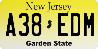 NJ license plate A38EDM