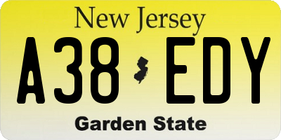 NJ license plate A38EDY