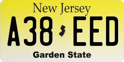 NJ license plate A38EED