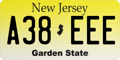 NJ license plate A38EEE