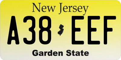 NJ license plate A38EEF