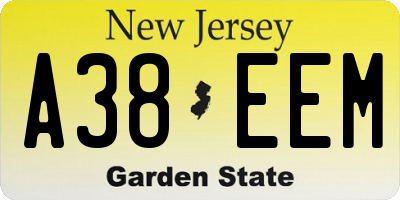 NJ license plate A38EEM