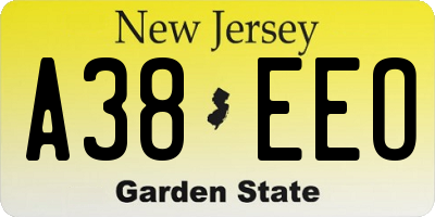 NJ license plate A38EEO
