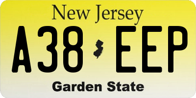 NJ license plate A38EEP