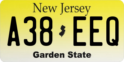 NJ license plate A38EEQ