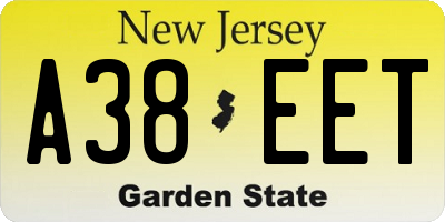 NJ license plate A38EET