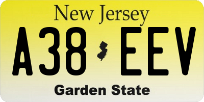 NJ license plate A38EEV