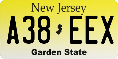 NJ license plate A38EEX