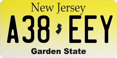 NJ license plate A38EEY