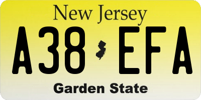 NJ license plate A38EFA