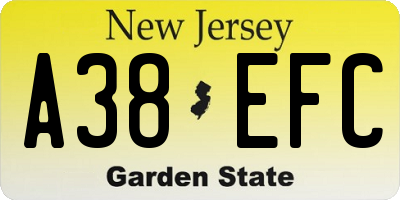 NJ license plate A38EFC