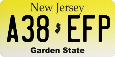 NJ license plate A38EFP