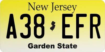 NJ license plate A38EFR