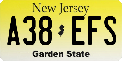 NJ license plate A38EFS
