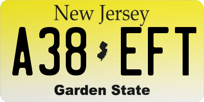 NJ license plate A38EFT
