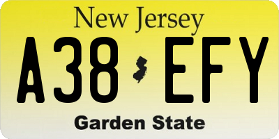 NJ license plate A38EFY